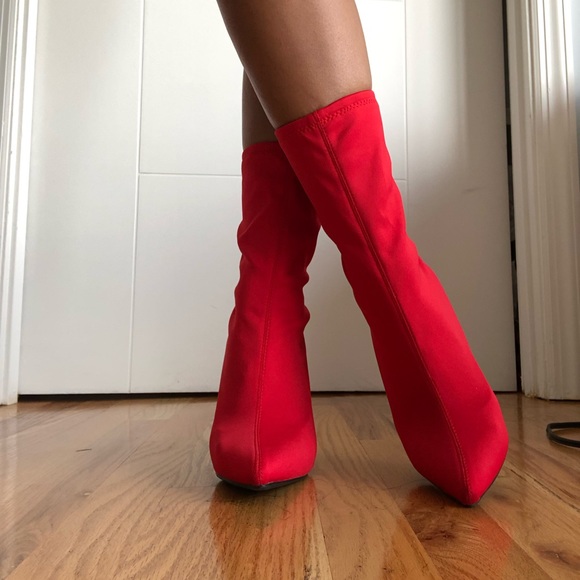 Anne Michelle Shoes - Red sock boot style heels Anne Michelle Shoes - Red sock boot style heels